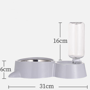 Mangkuk pemberi makan hewan peliharaan plastik murah dengan Dispenser air otomatis tempat makan kucing anjing ganda pabrik OEM grosir - Product Image 3