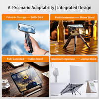 Boneruy E05 Support Réglable pour Téléphone à 360 Degrés Support de Refroidissement Ergonomique Pliable pour Ordinateur Portable et Tablette Flexible pour Bureau