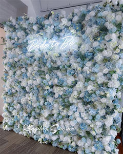 مصنع استحمام أطفال صناعي جديد من المصنع جدار حرير وردي أزرق 8x8 خلفية جدار زهور ملفوفة - Product Image 2