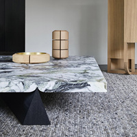 Ensemble d'appoint de table centrale en marbre noir design de salon Table basse de luxe moderne italienne en bois
