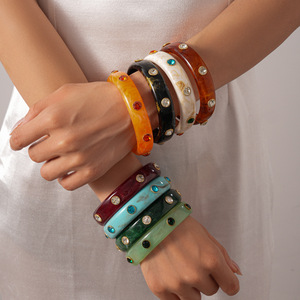 Lüks moda Trendy elmas taklidi reçine bilezik kadın takı kişilik çok renkli isteğe bağlı ince bilezik hediye - Product Image 5