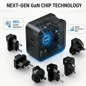 Cargador Premium GaN 5.0 de 65W PD <span class=keywords><strong>3.0</strong></span> con Carga Rápida, Doble Puerto Tipo-C y Cable Retráctil, Certificado CE y UKCA para Viajes - Product Image 3