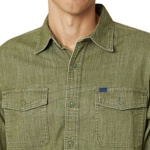 High Quality Custom Wholesale <b>Men's</b> <b>Jeans</b> Dress <b>Shirts</b> Long Sleeves Street Wear Unique Cotton Print Pattern Covered Button - Product Image 4