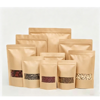 Sachet d'emballage alimentaire personnalisé imprimé, sac en papier kraft refermable avec fermeture éclair et fenêtre, pochette verticale