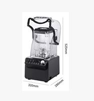 Blender Komersial 2L dengan Penutup, Pisau Stainless Steel, Mesin Penghancur Es Susu untuk Warung Makanan