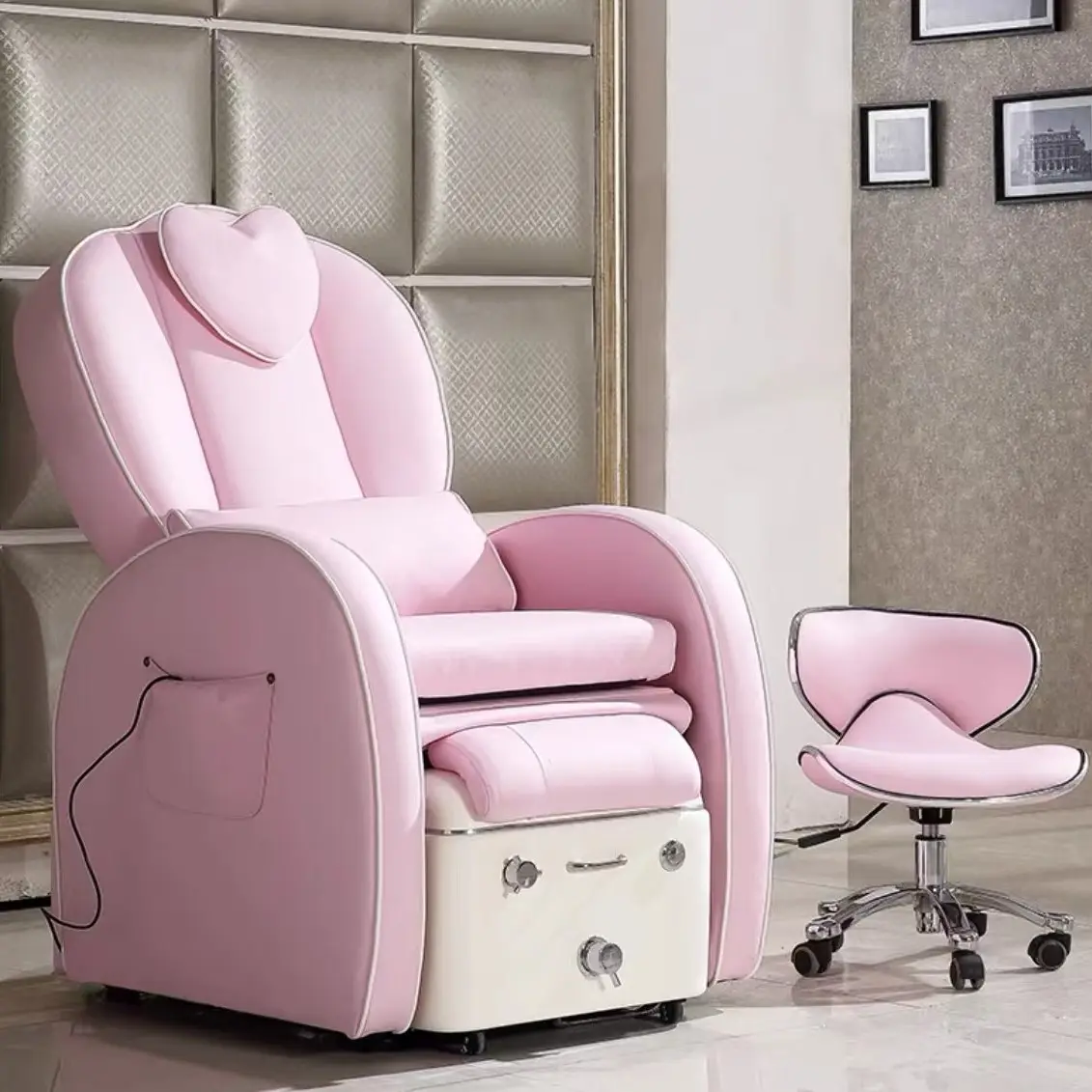 Fabricante Beauty Nail Salon Furniture No Plomería Luxury Pink Relax Massage Foot Spa Pedicure Chair