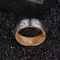 Poya hommes 8mm carbure de tungstène bois anneau au laser argent noir whisky baril classique mariage forêt chasse chrétien cadeau
