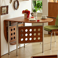 Table à manger pliante en bois massif de style rétro moderne du milieu du siècle, chaises, finition noyer, bureau mobile pour salon, design ovale extensible