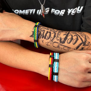 Bracelet en cuir tressé tendance 2026 aux couleurs du drapeau des États-Unis, du Canada et du Mexique pour hommes et femmes, fans d'Argentine - Product Image 3