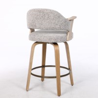 Moderne, drehbare, robuste Barhocker aus Holz in Thekenhöhe mit Rückenlehne und Armlehnen für Schlafzimmer, Esszimmer, Wohnzimmer, Schule und Kücheninsel