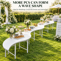 Table d'extérieur modulaire pliable et incurvée, librement combinable en S ou en rond, pour les mariages, les fêtes sur pelouse et les banquets
