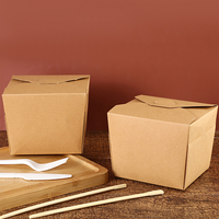 Boîte à lunch en papier kraft recyclable, écologique, jetable, estampillée, gaufrée, avec pelliculage mat, pour restaurant, sushis, frites, sucre