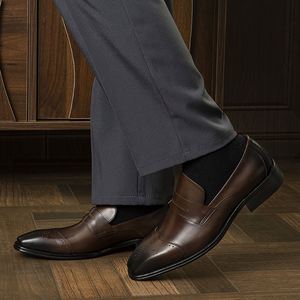 Luxurious Handcrafted Embroidered Italian-style Loafers Slip-On Autumn Men's Cow Leather <b>Shoes</b> Breathable Comfortable Waterproof - Product Image 5