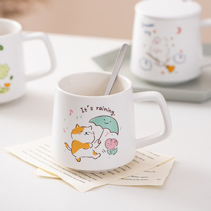 Niedliche Cartoon-Keramiktasse mit Deckel Haushalts-Milch-Kaffeetasse Büro-Trinkbecher Kreative Geschenke - Product Image 6