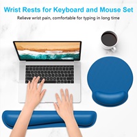 Ensemble de tapis de souris et repose-poignets ergonomique en mousse à mémoire de forme, base en caoutchouc, tissus de haute qualité, bleu foncé, motif dessin animé, couleur/logo personnalisable