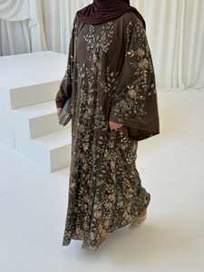 Robe <span class=keywords><strong>maxi</strong></span> Abaya de luxe Mexizo brodée et perlée pour femmes musulmanes, robe de soirée islamique modeste de Dubaï - Product Image 3