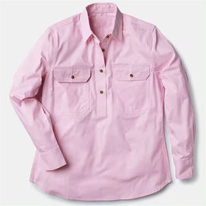 Atacado 100% Algodão dos homens Meio Botão Manga Longa Casual Farm Trabalho Camisa Customizável Logo Anti-Rugas Turn-Down Lavado - Product Image 1