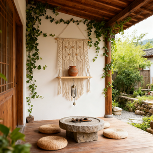 Phong Cách Bohemian Trang Trí Nội Thất Bông Handmade Tấm Thảm Tường Treo <span class=keywords><strong>Macrame</strong></span> Dệt <span class=keywords><strong>Macrame</strong></span> Tường Treo Với Kệ - Product Image 2