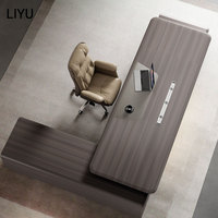 Ensemble de Mobilier de Bureau de Direction Liyu Luxe Moderne en Forme de L : Table et Chaise, Bureau Exécutif