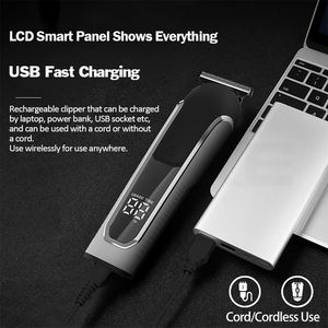 工場でカスタマイズ可能なプロ仕様の充電式コードレスバリカン、LED搭載メンズ電動トリマーバリカン - Product Image 3