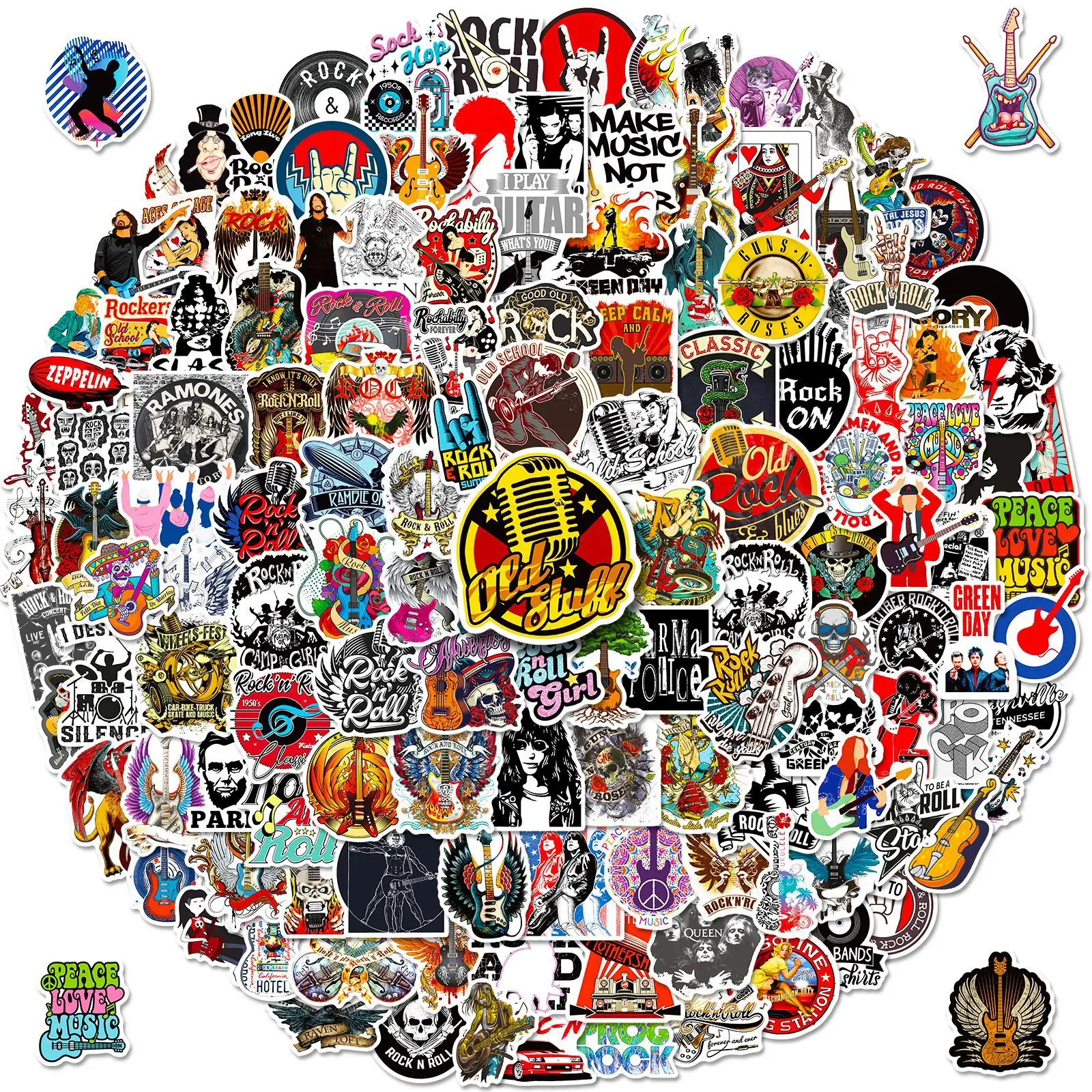 200 Rock Muziek Serie Stickers Hiphop Rock Muziek Hoofdtelefoon Koffer Mobiele Telefoon Sticker