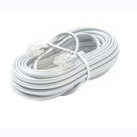 Cable de Red a TV de Cobre Blanco de 4 Hilos, 28 AWG, 1m, Plano, Adaptador RJ45 a RJ11 con Cubierta de PVC y Blindaje Trenzado