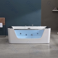 Baignoire Balnéo Intérieure de Luxe avec Cascade et Jets d'Air, Jacuzzi de Massage avec Siège