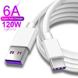 Full compatible 6A 1m 2M USB Type C Cable 5A Quick Charge For Samsung huawei xiaomi USB-C phones Super Fast Charging Data cord