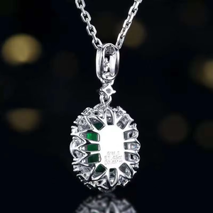 18K Solid Yellow Gold 1.45ct Vivid Green Emerald Pendant Necklace GRC Certified Women Fine <b>Jewellery</b> - Product Image 4