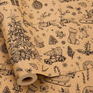 MAYPLUSS Kraft Christmas Wrapping <b>Paper</b> 17 Inch X 33 Feet Holiday Pattern Gift <b>Wrap</b> - Product Image 1