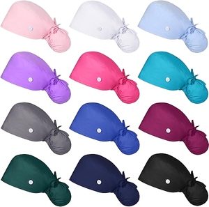 Logo ricamato da donna in tinta unita con cappuccio da lavoro con bottone e cravatta, infermiere, cappello a marsupio <span class=keywords><strong>per</strong></span> <span class=keywords><strong>capelli</strong></span> lunghi - Product Image 1