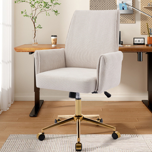 Modern Mid-back Liftable Swivel Office <b>Chair</b> Striped Fabric Cushion Back Ergonomically Excellent Choice for Working Studying - Product Image 1