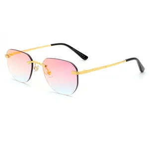 2021 diseñador de la marca de moda más reciente sin montura doblar la pierna moda colorido lente mujer gafas de sol Oversize tonos gafas de sol