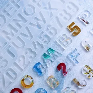 Diy crystal pendant plastic resin lowercase letter mirror handmade jewelry pendant epoxy silicone mold Digital silica gel mold