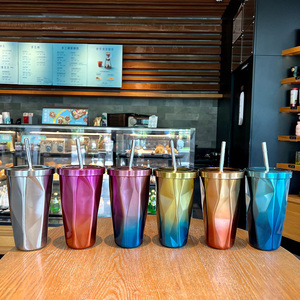 Nórdico 500ml 750ml doble pared aislada personalizada de acero inoxidable personalizado café té taza de café tazas con pajitas de logotipo - Product Image 2