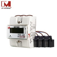 Compteur de puissance triphasé sur rail DIN avec transformateur de courant Ct à noyau divisé RS485 Modbus-RTU multifonctionnel