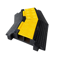 Rampes de sécurité routière à 2 canaux pour événements, coudes en PVC, revêtement en caoutchouc, matériau de base, ralentisseur de vitesse, protection de câbles, courbe jaune + noir