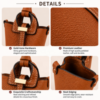 Mini sac seau personnalisé en cuir PU fait main, sophistiqué, avec breloque, coutures fines, petit sac à main, pendentif, accessoire de mode haut de gamme