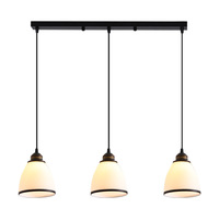 Lustre LED en fer et verre de style rustique américain, finition noire, design personnalisé à trois têtes pour salle à manger, éclairage de restaurant