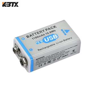 Batería Recargable de Iones de Litio de <span class=keywords><strong>9V</strong></span> y 1180mAh de Larga Duración con USB-C para Detectores de Humo, Equipos Musicales, Juguetes de Control Remoto - Product Image 3