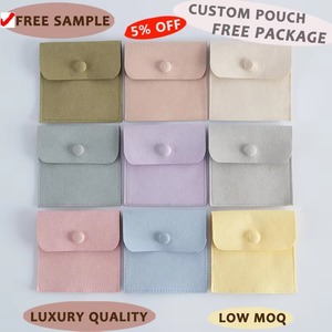Pochette de présentation de bijoux en velours imprimée avec logo personnalisé, en microfibre suédée, pour colliers et boucles d'oreilles, avec logo - Product Image 5