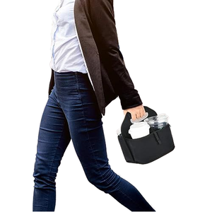 Portavasos Portátil Reutilizable para 4 Tazas de Café, Aislado, de Tela de Poliéster y PEVA, con Asa y Organizador para Uso en la Playa - Product Image 6