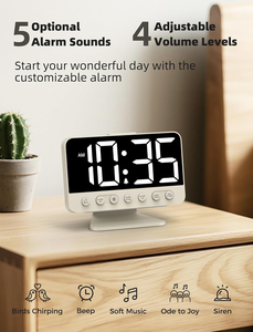 Horloges-réveils numériques <span class=keywords><strong>pour</strong></span> chambres à coucher : Grandes chiffres lumineux, <span class=keywords><strong>5</strong></span> niveaux de luminosité réglables – Facile à lire de l'autre côté de la pièce – <span class=keywords><strong>5</strong></span> sons d'alarme - Product Image 3