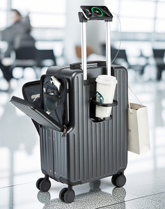 Vali du lịch cỡ 20 inch cao cấp GEMULIN, mở phía trước, chất liệu nhôm, có ngăn đựng cốc, khóa TSA, bánh xe xoay 360 độ - Product Image 5