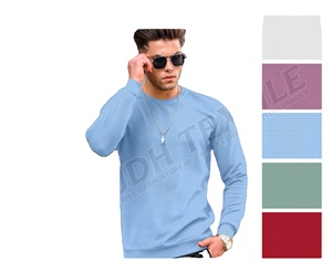 Camiseta Deportiva Ligera Azul de Manga Larga, Algodón Suave, Hilo Peinado, Impermeable, Estilo Liso, Tejido de Punto, Cómoda, Uso Diario 110 - Product Image 1