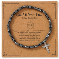 Bracelet tressé fait main pour homme avec perles et pierre magnétique, porte-bonheur, idéal pour le quotidien, vente en gros