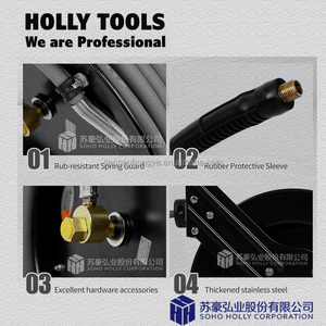Usine OEM 25M Auto Rétractable Huile Air Eau Tuyau Bobine 80ft Premium Double Bras De Guide Réglable 8mm Nettoyeur Haute Pression Tuyau Enrouleur - Product Image 5
