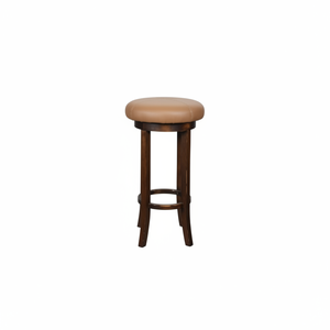 Elegant Modern Wooden Bar <b>Stool</b> with Round Upholstered <b>Seat</b> and Laser Stitch Detailing for Indoor and Outdoor Bars - Product Image 2