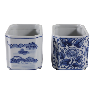 Organizer da Scrivania in Ceramica Rettangolare con Disegni Tradizionali Chinoiserie, Piccolo Accessorio per l'Ufficio - Product Image 4