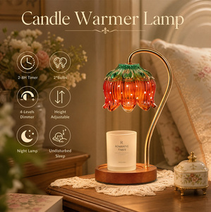 US/EU Plug Strawberry Flowers <strong>Candle</strong> Warmer Lamp With Timer Dimmer for Bedroom Aromatherapy Meditation Yoga Room - Product Image 2